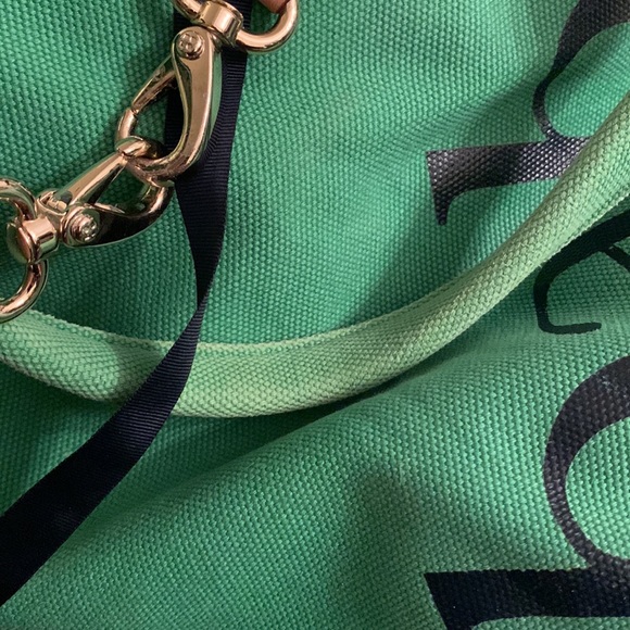 Kate Spade ♠️ BABY tote in green and navy blue cotton canvas EUC - Picture 13 of 14